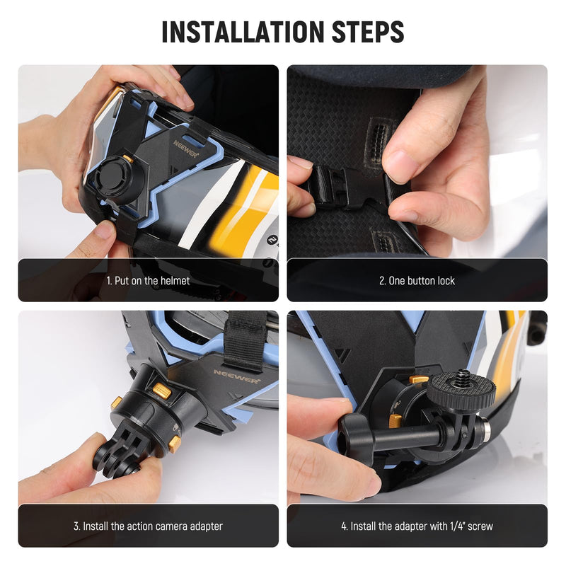 Neewer Motorcycle Helmet Chin Strap Mount for Action Camera, Helmet Mount with Magnetic Quick Release Camera Mount Adapter Compatible with GoPro DJI Insta360 AKASO, GP19
