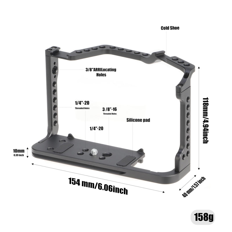 Camera Video Cage for Canon EOS 90D 80D 70D DSLR Camera | Full Rig with Dual Cold Shoe, Quick Release Plate for for Arca-Swiss Tripod, ARRI 3/8"-16 & 1/4"-20 Threads