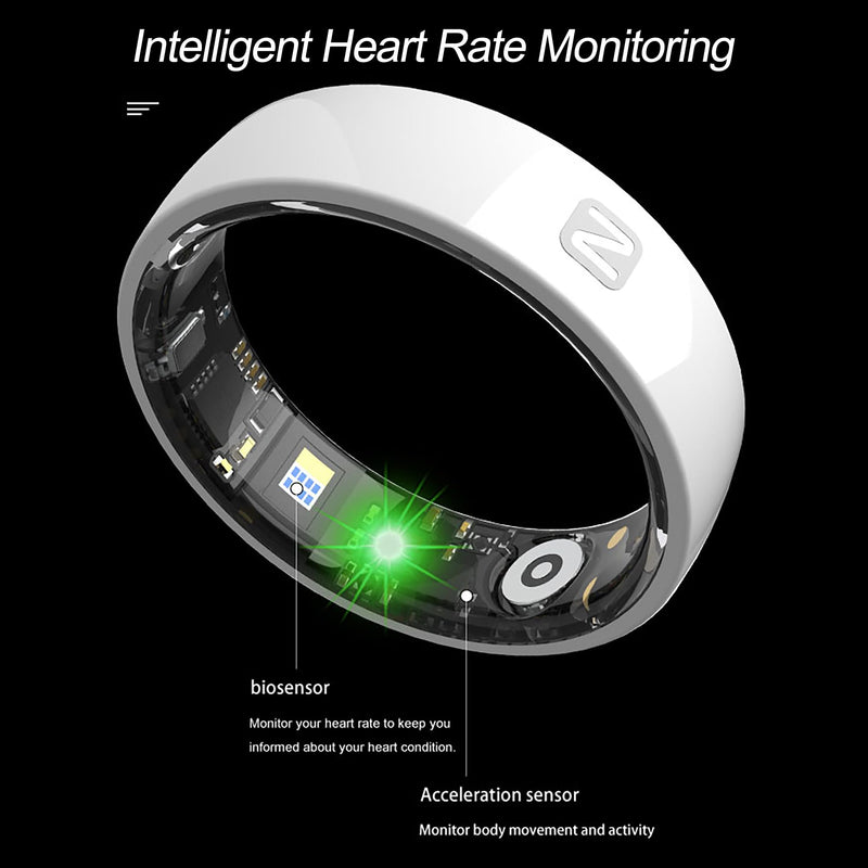 Smart Rings for Men Women Health Ring Heart Rate Monitor Sleep Rings NFC Control Family Care Exercise Activity Tracker Pedometer Step Counter Smart Rings for Android & iOS Phones Ceramic Ring black 9