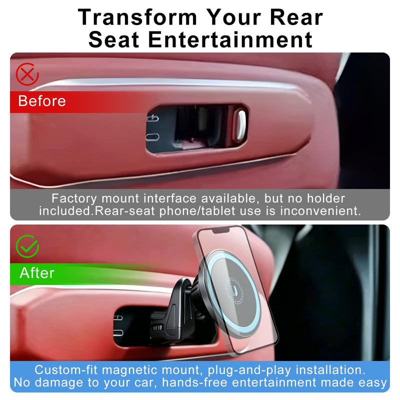 Magnetic Car Tablet Mount for BMW X5 X3 X6 iX 5 7 Series | for G05 G06 G45 G60 Accessories 360° Rotation Strong Magnetic Car Headrest Tablet Phone Holder for Back Seat Travel Road Trip