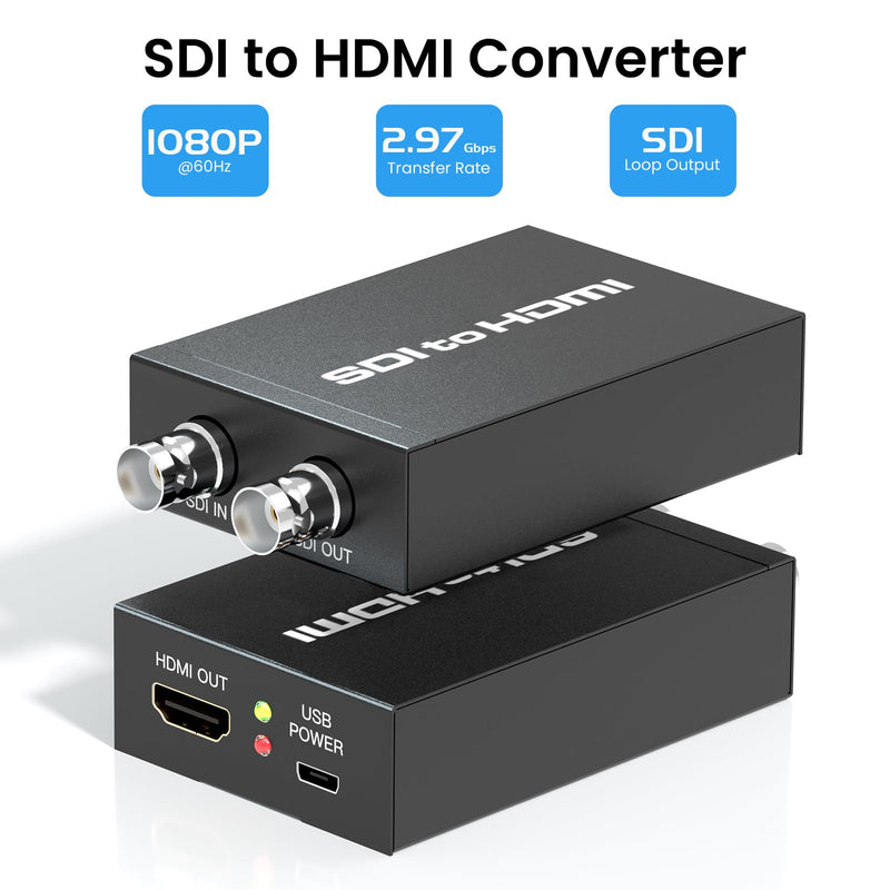 [AUSTRALIA] - SDI to HDMI adapter, BNC to HDMI converter applicable to 3G-SDI, HD-SDI, SD-SDI signals, widely used in broadcast television, outdoor large-screen display system 