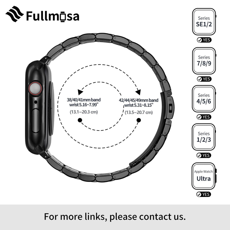 Fullmosa Compatible Stainless Steel Apple Watch Band 41mm/40mm/38mm Golden with Case & Compatible Metal Apple Watch Band with Case 41mm/40mm/38mm,Black&Gold