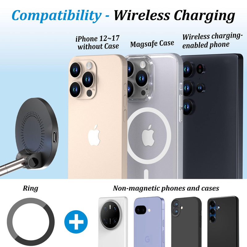 PlusAcc Vacuum Magnetic Phone Holder for Car, Mount for MagSafe, Charging | Suction Cup 360° Rotatable Strong Magnet Stand for iPhone 17/16/15/14/13 in Smooth Surface