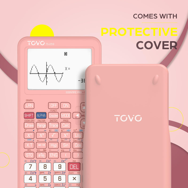 TOVO Scientific Calculator with Graphic Functions, 360+ Functions Graphing Calculator for Students, Large 3" Screen Multi-Mode Scientific Calculators for High School & College, TS-259 Pink