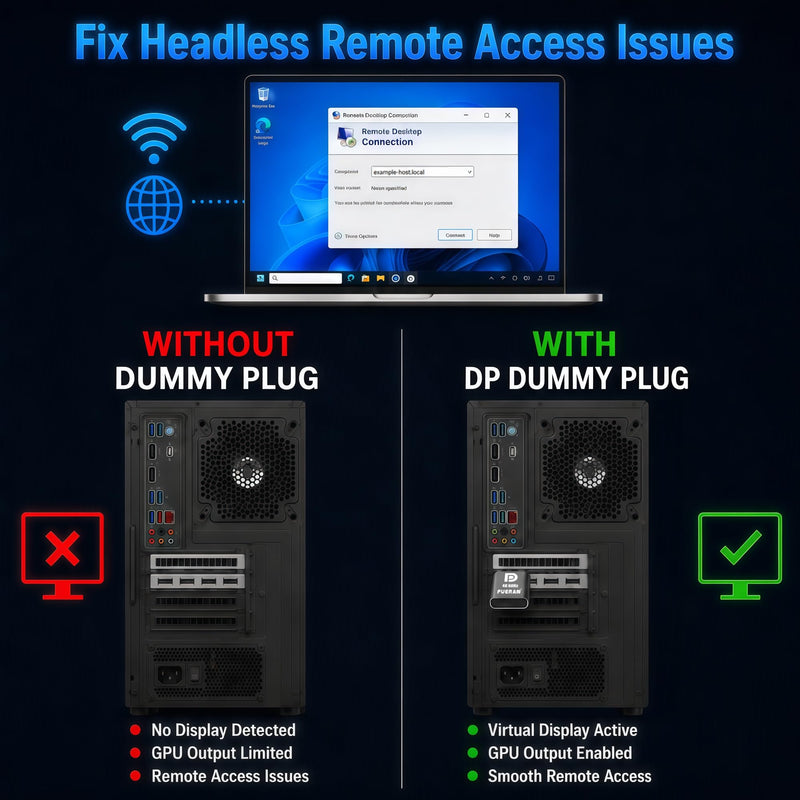 DP-4K60HZ DisplayPort Headless Ghost Display Emulator for PC DP displayport Dummy Plug-fit Headless 1080@120Hz-3840x2160@60hz FHD-Display Port Dummy Plug (DP-4K-60Hz-3P) DP-4K-60Hz-3P