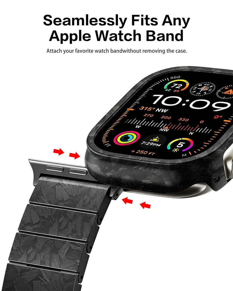 Carbon Fiber Case for Apple Watch Ultra 3/2/1 Case, Exquisite Minimalist Slim Apple Watch Ultra Case 49mm - Aramid Fiber Made, Black/Grey(Randon Weave)