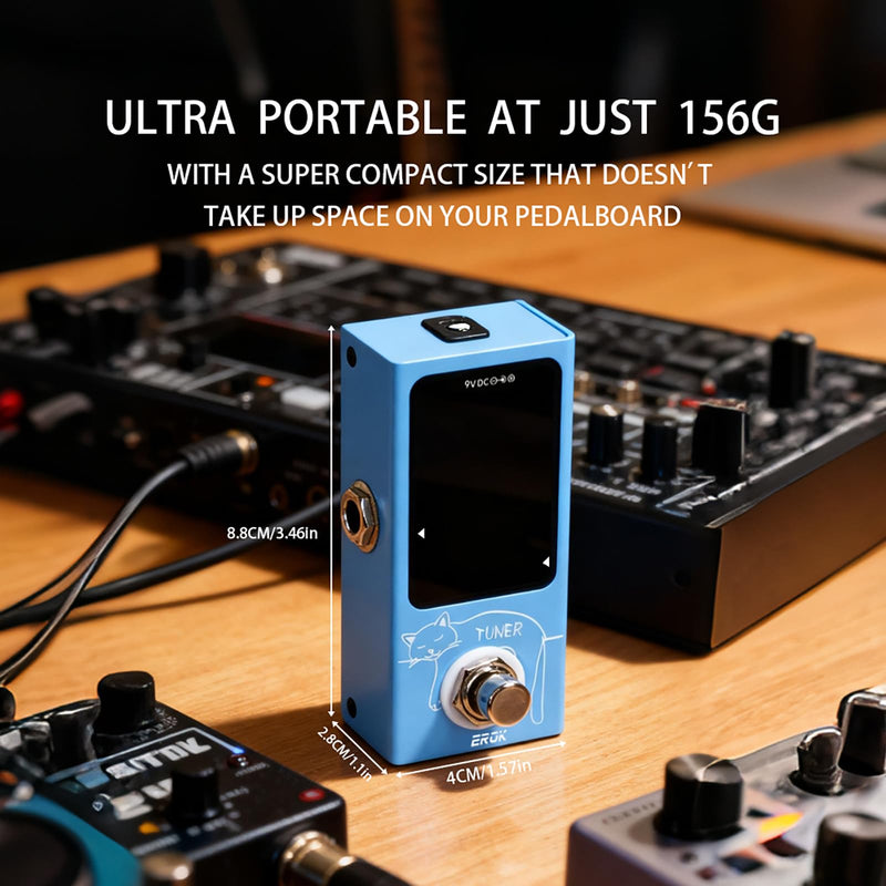[AUSTRALIA] - EROK Mini Tuner Pedal - Compact Size with Pitch LED Indicator for Electric Guitar & Bass, True Bypass 