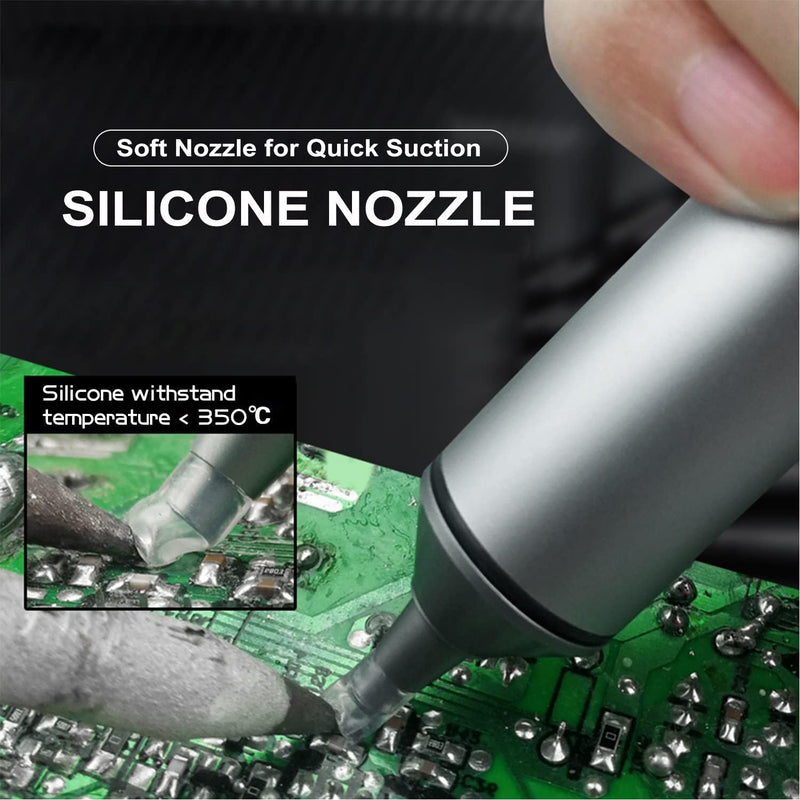 FrogBro Desoldering Pump, Non-Clogging Solder Sucker, 2 Silicone Nozzles, 2 Desoldering Wires, Heat Resistant, 0.04 MPa Super Suction TIPS Desoldering Pump Kit