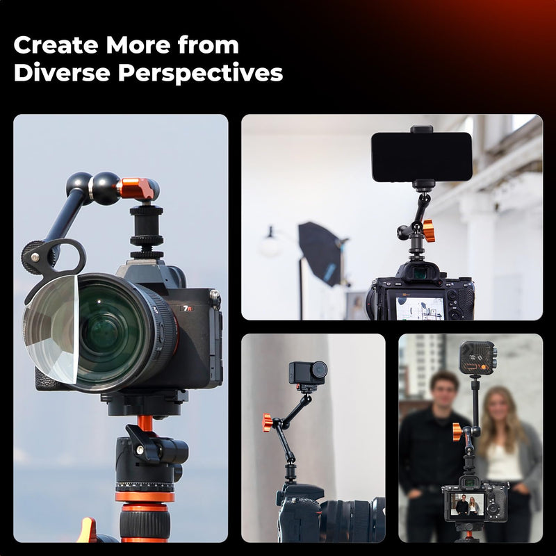[AUSTRALIA] - K&F CONCEPT 9.8" Magic Arm Clamp with Cold Shoes 360° Ball Heads Camera Arm Mount for Monitor/Flash/Microphone/DSLR Camera 9.8" with cold shoes 