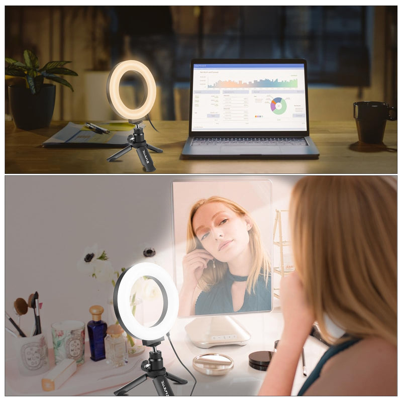 Video Conference Lighting Kit, 3200k-6500K Dimmable Led Ring Light Clip on Laptop Monitor for Webcam Lighting/Zoom Calls/Remote Working/Self Broadcasting and Live Streaming/YouTube Video/TikTok 6.2 inch