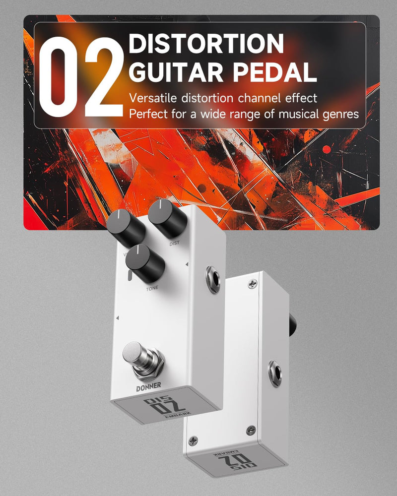 Donner EMBARK 02 Distortion Guitar Pedal, DIY Shell, Electric Guitar, Analog Guitar Effect Pedal, true bypass