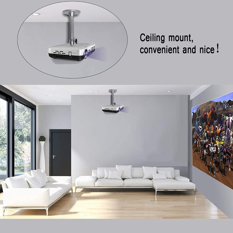 Universal Mini Projector Mount Projector Ceiling Mount 360° Rotatable 180° Tilt Mini Projector Wall Mount Hanger with Length 7in /18cm for Projectors CCTV DVR Camera LED Light for Home Theater Office 7 in Silver