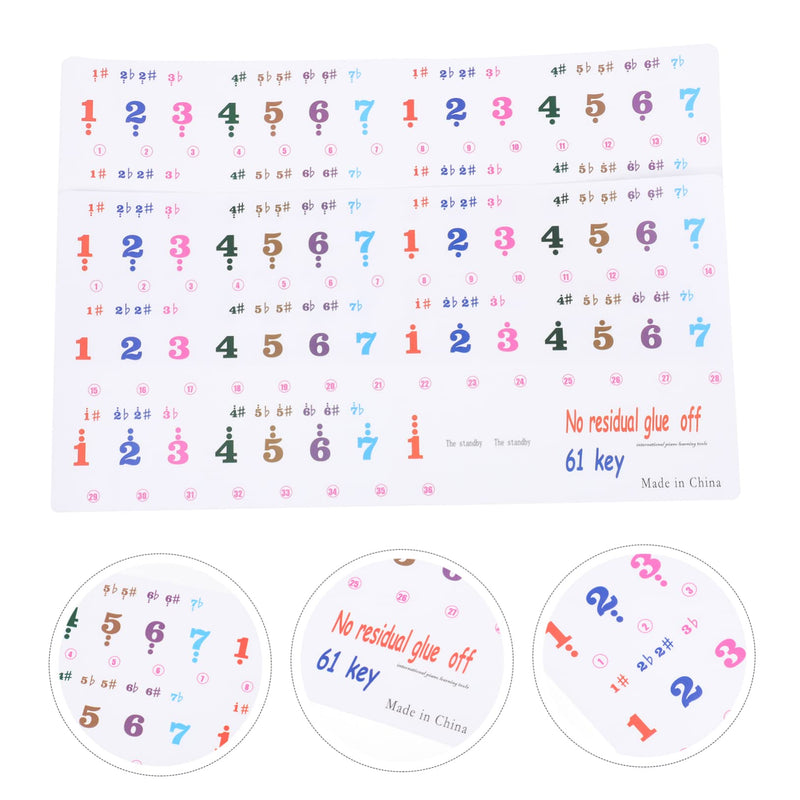 2 Sheets 61 Key Keyboard Stickers Letter Stickers Piano Letter Stickers for Keys Sticker by Numbers Piano Stickers for Keys Piano Decals Piano Accessories Music Instrument Supplies