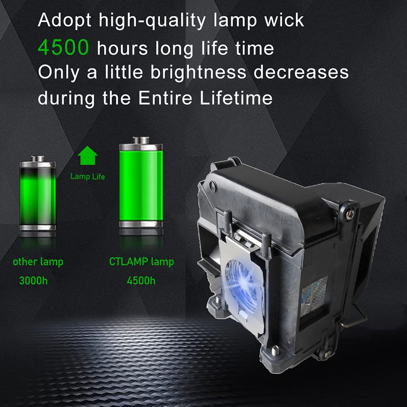 CTLAMP A+ Quality V13H010L68 ELP68 Replacement Projector Lamp Bulb with Housing Compatible with elplp68 Epson PowerLite Home Cinema 3020 3010 3020E TW5900 TW6100 H450A H421A ELP68A+