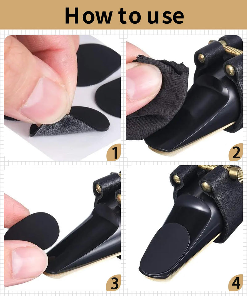 [AUSTRALIA] - 64Pcs 0.8mm Thick Saxophone and Clarinet Mouthpiece Cushion - Alto/Tenor Sax Mouthpiece Patches Pads Cushions - Oval Rubber Strong Adhesive for Beginners Musicians - Black 