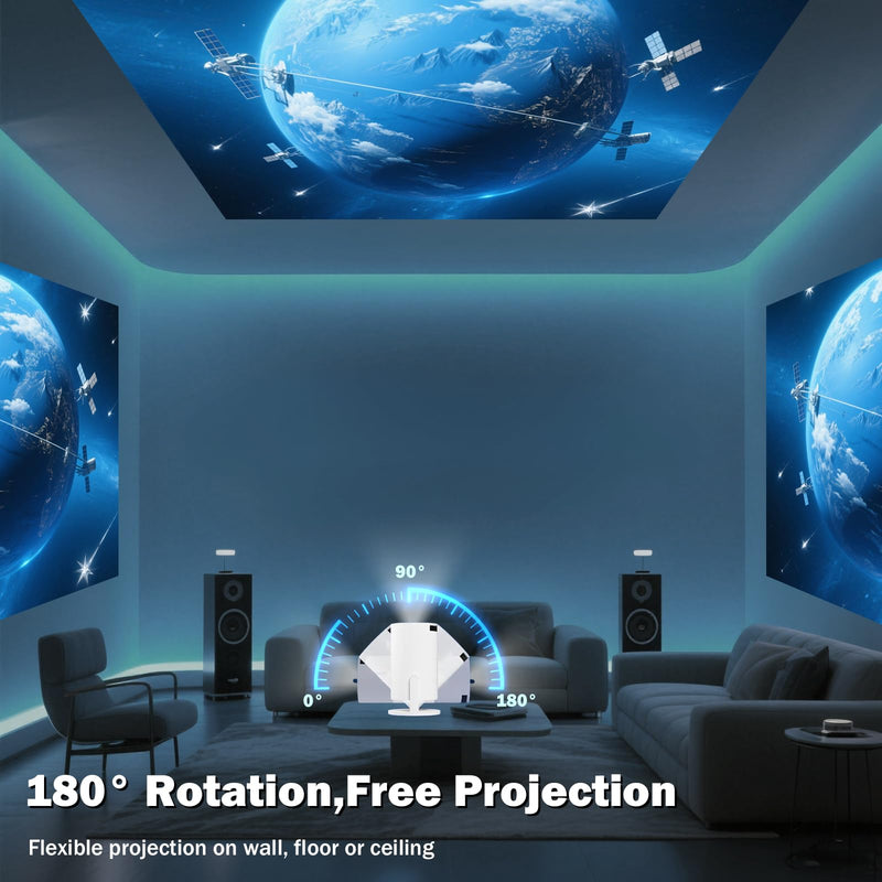 [AUSTRALIA] - Mini Projector Support 4K, 200 Ansi Outdoor & Home Movie Portable Projector with Wifi6 and 5.0 Bluetooth, Automatic Keystone Correction, 180°Rotatable, Compatible with HDMI USB PC Laptop 300 Pro 