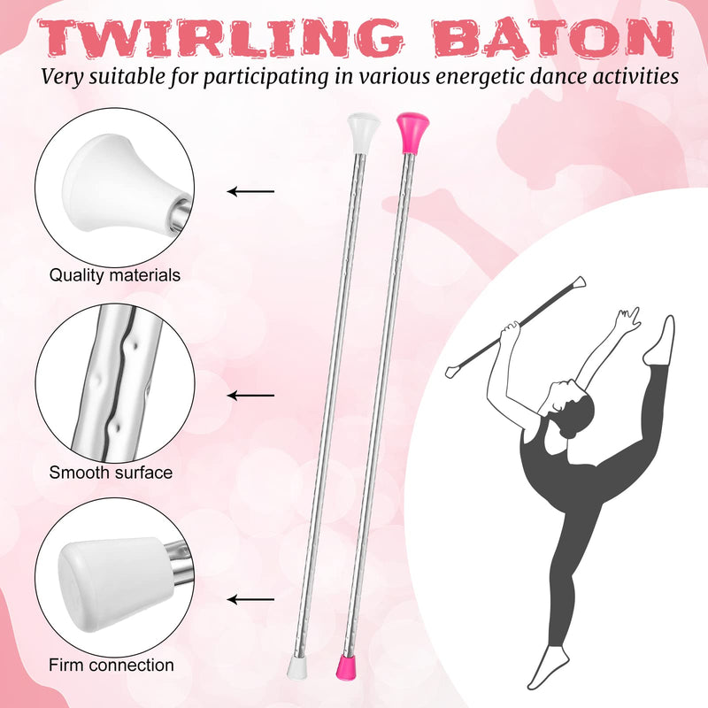 Twirling Baton Unisex Kids' Gymnastics Dance Baton Metal Baton Marching Band Baton Parade Baton Stick for Talent Shows, Artistic Dancing, Baton Twirling (White, Pink,26 Inch) White, Pink 26 Inch