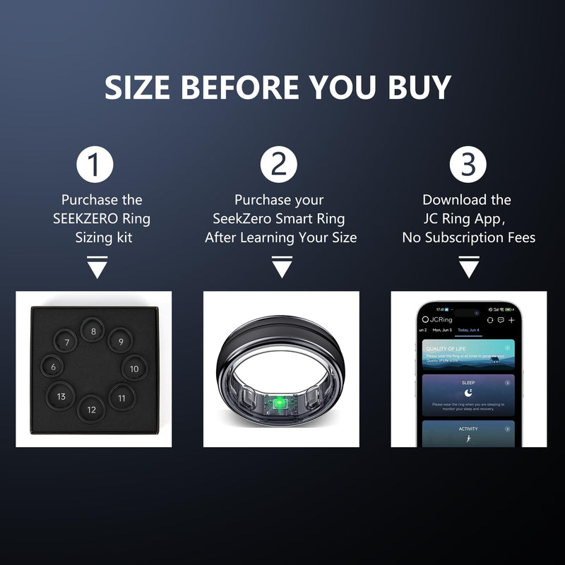 Smart Ring for Women Men - Fitness Ring with Sleep & Step Tracker | Waterproof Health Ring with Heart Rate Monitor, (Black, 9)