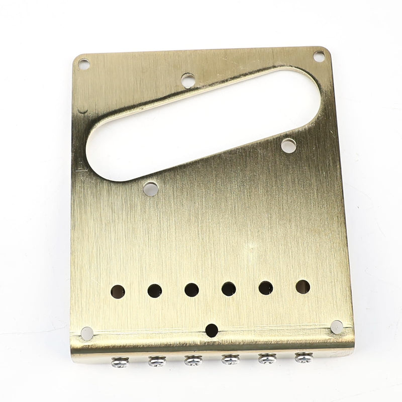 [AUSTRALIA] - 10.5mm Engraved Stainless Steel Fixed Electric Guitar Bridge Single Pickup Hole 6-string Guitar hardtail Bridge for Telecaster Tele TL Style Electric Guitar Replacement Parts (Gold) Gold 