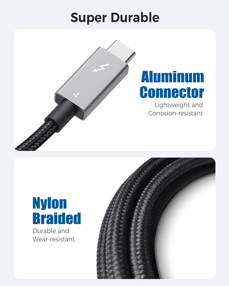 Cable Matters [Intel Certified 40Gbps Thunderbolt 4 Cable 3.3ft with 8K Video and 240W Charging & [Intel Certified] Braided 40Gbps Thunderbolt 4 Cable 3.3ft Black, with 240W Charging Power Delivery a