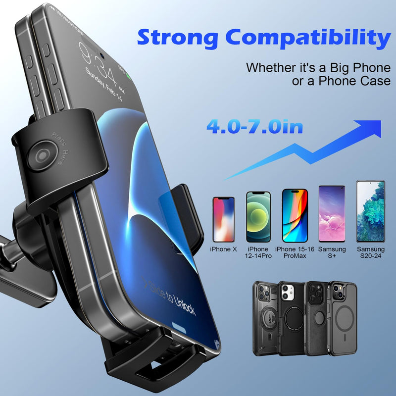 Car Phone Holder Mount for Hyundai Ioniq 5/ Ioniq 9, Magnetically Attaches to Metallic Dashboard for 2024 2025 Hyundai Sonata, Kona & loniq5 2022-2025, Wide Clamp for 4-7.2 inch Smartphones