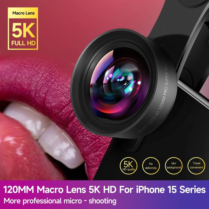 120MM Macro Lens for iPhone - 5K HD 10X Super Macro w Starlight Filter, Professional Universal Clip Phone Camera Lens for Photo Video Lens of iPhone Samsung Andriod 120mm Macro Lens