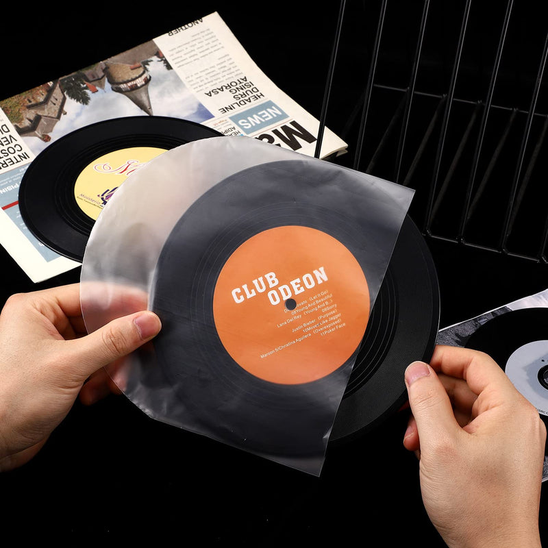 [AUSTRALIA] - Facmogu 100 Pieces 7 Inch Round Bottom Vinyl Record Sleeves, U shaped Record Sleeves Interior Disc Cover for 45 RPM Records Collections, Crystal Clear Vinyl Covers for Protect LP Albums from Scratches 