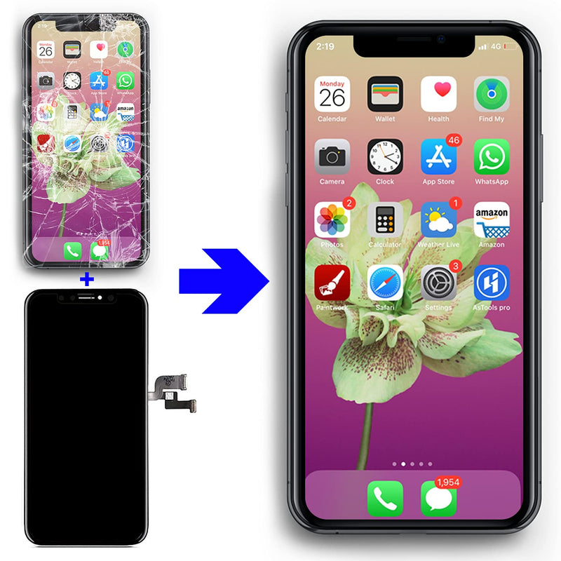 Brinonac for iPhone X OLED Screen Replacement Kit, 5.8 inch 3D Touch Screen Display Digitizer Frame Assembly Set with Repair Tools and Tempered Glass Protector