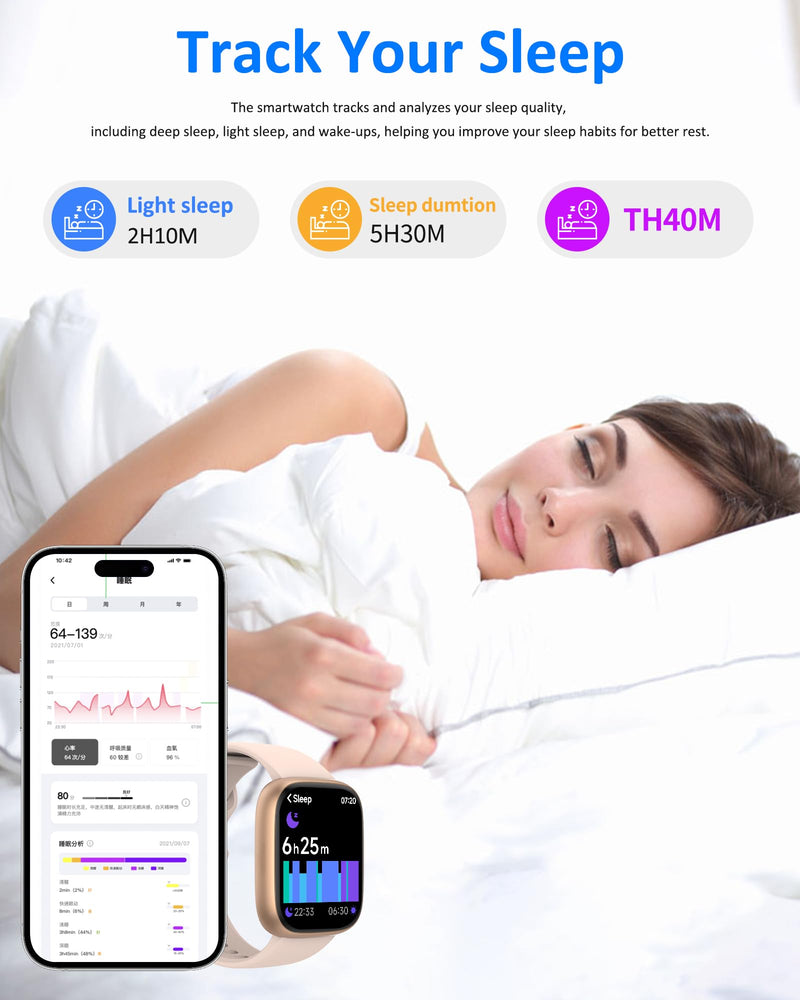 Smart Watch Men Women (Alexa Built-in), 1.83" HD Fitness Tracker, Bluetooth 5.3 Call, Heart Rate SpO2 Sleep Monitor, IP68 Waterproof, 100+ Sports Modes (Rose Gold) Rose Gold