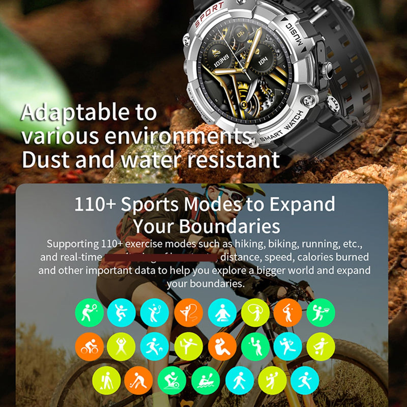 Smart Watch with Earbuds, for iOS Android Phone,3 in 1 Round Fitness Tracker, 1.52 Inch Full Touch Screen, Answer/Make Calls, for Men and Women, Sleep Monitor, Motion Long Standby, Music Player