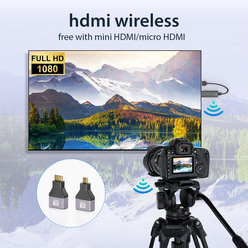 [AUSTRALIA] - 2026 Upgraded Wireless HDMI Transmitter and Receiver 328FT/100M, 4k Decode 1080P Output, Plug & Play Portable 2.4g/5g, Wireless Hdmi Extender Kit to Monitor from Laptop/PC/Projector/TV Box Black 