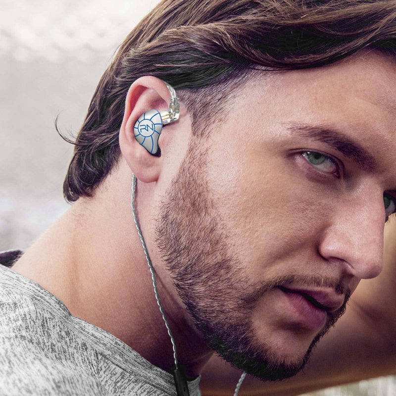 RevoNext in Ear Headphones 4BA+1DD 5 Drivers IEM Earphones HiFi Wired Earphones with Microphone 3.5mm Audio Plug 2 Pin Detachable Cable Gaming Headphones, White