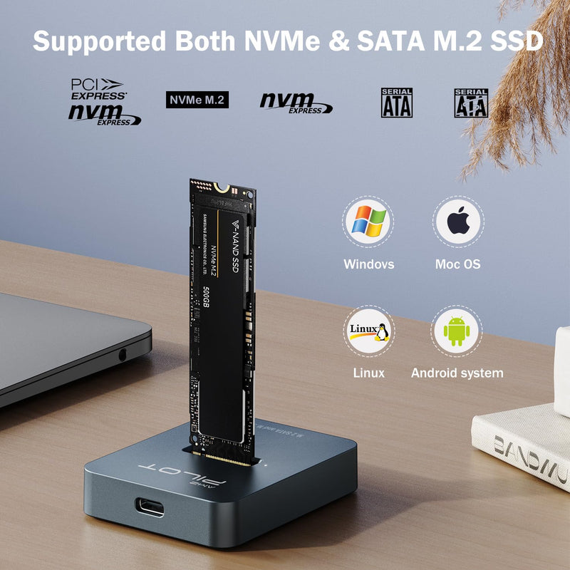 M.2 NVMe Reader Dock + M.2 SSD Adapter Round - SD03 Alloy + SD03C
