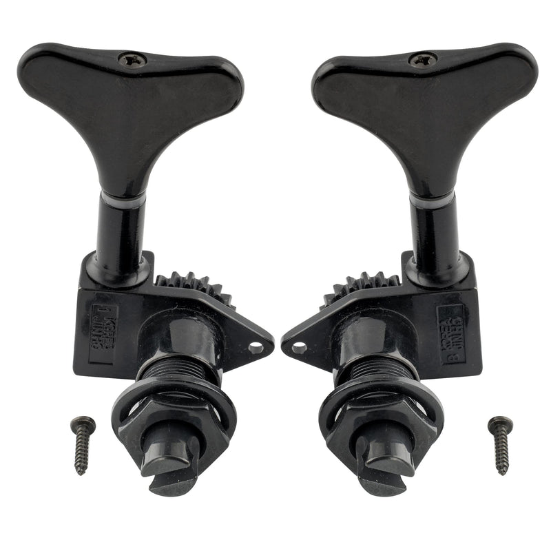Wilkinson WJB750 2L +2R Bass Machine Heads 1:20 Ratio Open Gear Tuners Tuning Pegs Keys Replacement for Electric Jazz Bass or Precision Bass, Black