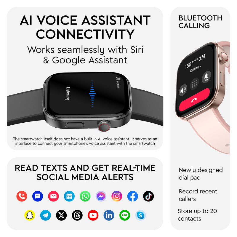 OCTANDRA Beyond VeryFit Smart Watch for Men Women 1.99" AMOLED Screen AI Voice 3ATM Fitness Tracker Watch Heart Rate/Blood Pressure/Oxygen Saturation/Stress/Step/Sleep Monitor (GTX12) (Black & Grey) GTX12 - Black & Grey