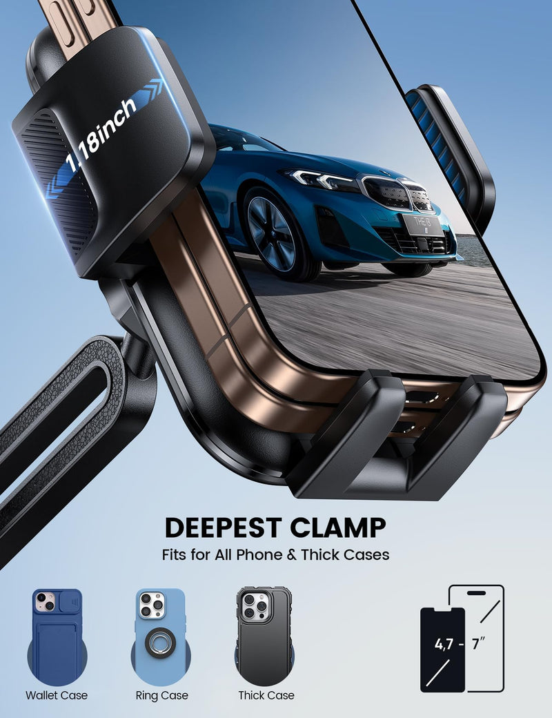Cup Holder Phone Holder, [Easy Install] Adjustable Long Neck Cup Phone Holder for Car, [Sturdy & Durable] Universal Car Phone Holder for iPhone, Samsung, Google and All 4"-7" Smartphones Black -