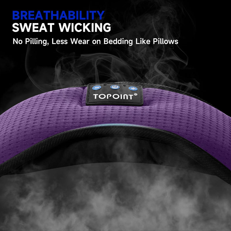 TOPOINT Sleep Mask Headphones Bluetooth Wireless 5.4, Breathable Cotton Eye Mask for Sleeping Side Sleepers Travel Music Headsets with Microphone Handsfree Men Women Deep Purple