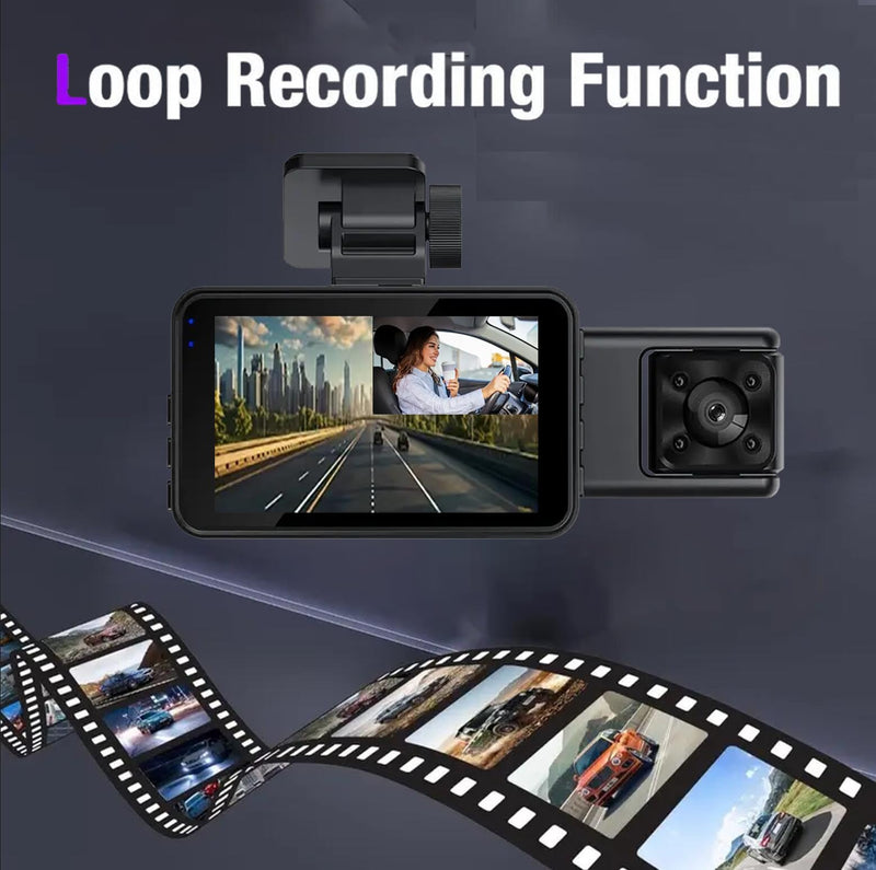 [AUSTRALIA] - Dash Cam，3 Channel Dash Cam Front and Rear Inside, 1080P Full HD Dash Camera for Cars, Free 64GB SD Card, 3”IPS Screen, Night Vision, 170°Wide Angle, WDR, 24H Parking Mode 