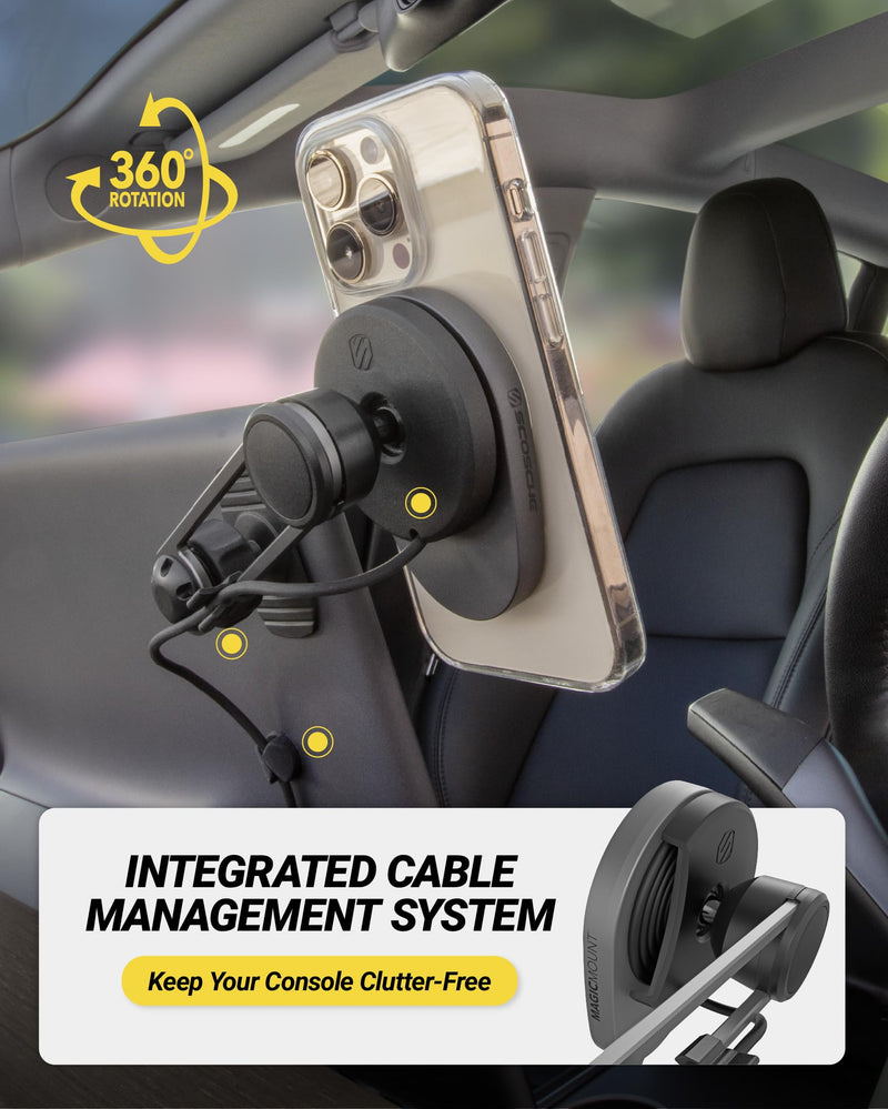 Scosche MagicMount Charge Elite Qi2 15W Wireless Magnetic Phone Holder for Car Dash, Vent & Tesla Display, Fast Charging MagSafe Car Mount Charger Compatible with MagSafe iPhone & Samsung Galaxy S25