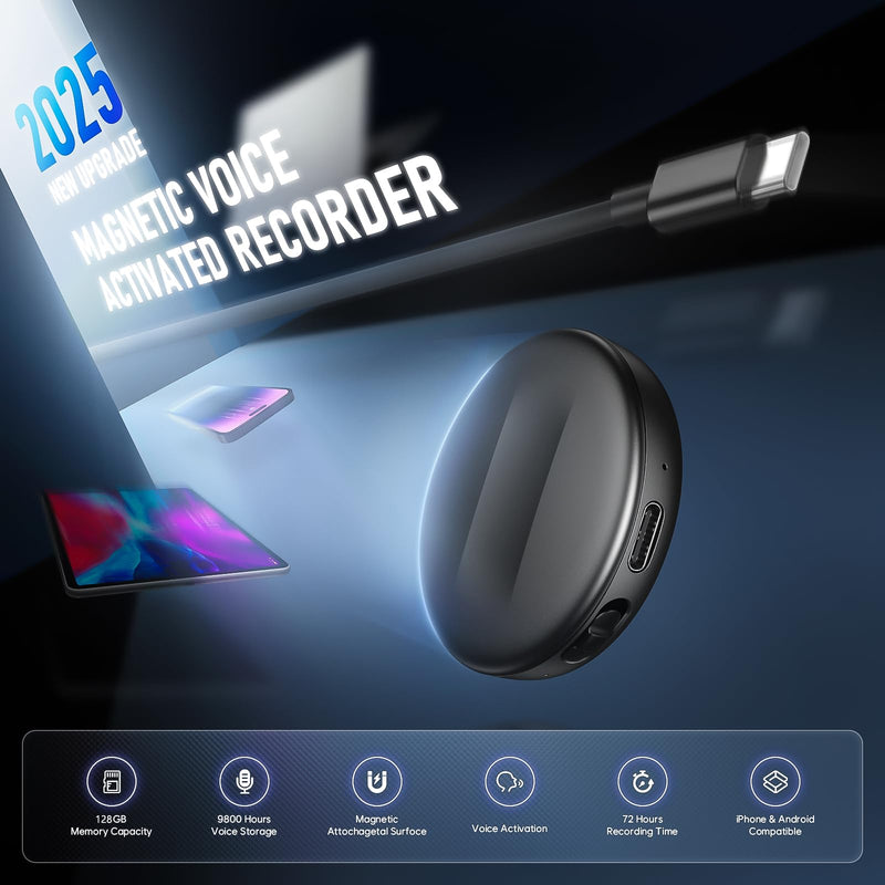 [AUSTRALIA] - 128GB Natesukii Magnetic Voice Activated Recorder - 9800Hrs Recording Device with Al-Intelligent Triple Noise Reduction Portable Dictaphone Digital Voice Recorder with Playback for Lecture Meeting 128GB 