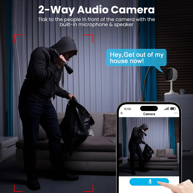 [AUSTRALIA] - AMOROM 2 Pack 1080P Indoor Wired Security Cameras, Home Indoor Cameras for Dog/Cat/Pet/Nanny/Baby/Elderly, Motion Detection, Night Vision, Smoke Siren, 24/7 Recordings, 2.4GHz Wi-Fi 2 Packs 
