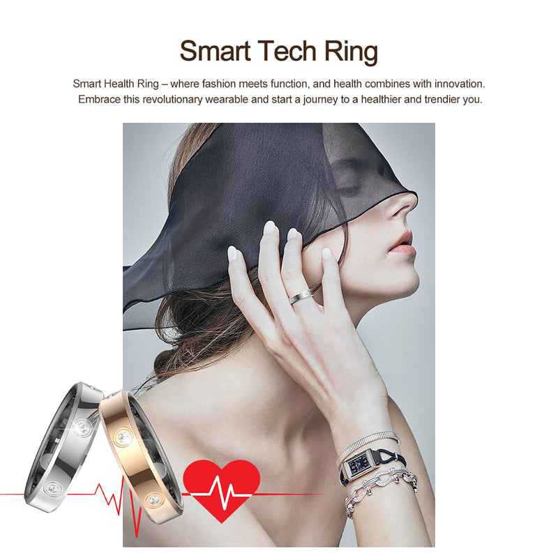 Smart Ring for Women Men Diamond Fitness Tracker Sleep Heart Rate Monitor Smart Rings for Android iOS Phone Pedometer Calorie Step Counter Stylish Ladies Rings for Women Elegant Activity Tracker