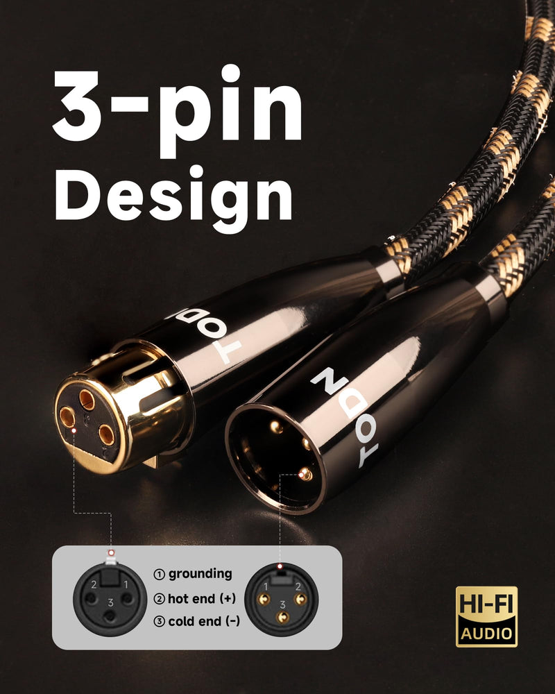 TODN XLR Cables Balanced Microphone Cable with 3-Pin XLR Male to Female Mic Cord for Audiophile, HiFi Sound, (6.5ft/2m, 1 Piece) 6.5 ft 1-Piece - Pro