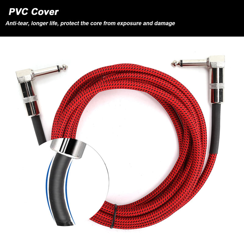[AUSTRALIA] - Hilitand Guitar Cable - 6.35MM Male Head Audio Guitar Cable 10ft Electric Guitar Amplifier Cord - Right Angle to Right Angle 1/4 Inch Instrument Cable Guitar Amp Cable(red) 