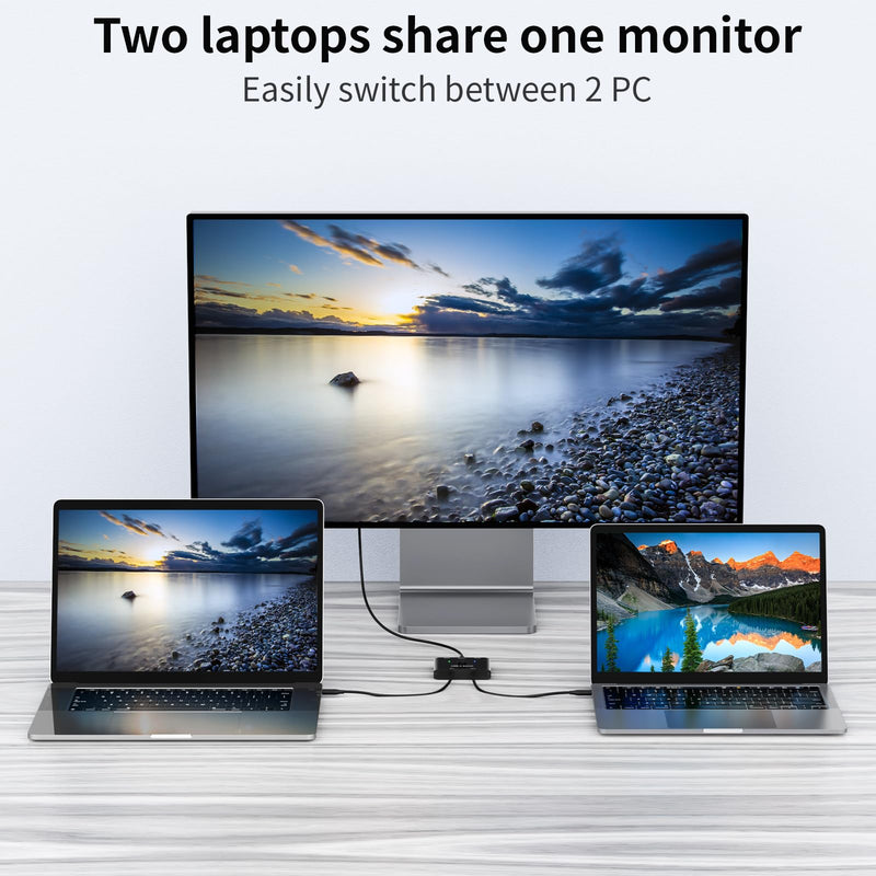 USB C Switch,Bi-Directional USB C Switcher 2 Computers,MLEEDA USB Type C KVM Switch 8K@60Hz 4K@120Hz Video/10Gbps Data Transfer/100W Charging,Compatible with Thunderbolt Device,USB-C Cables Included black 6 cm USB C Switch