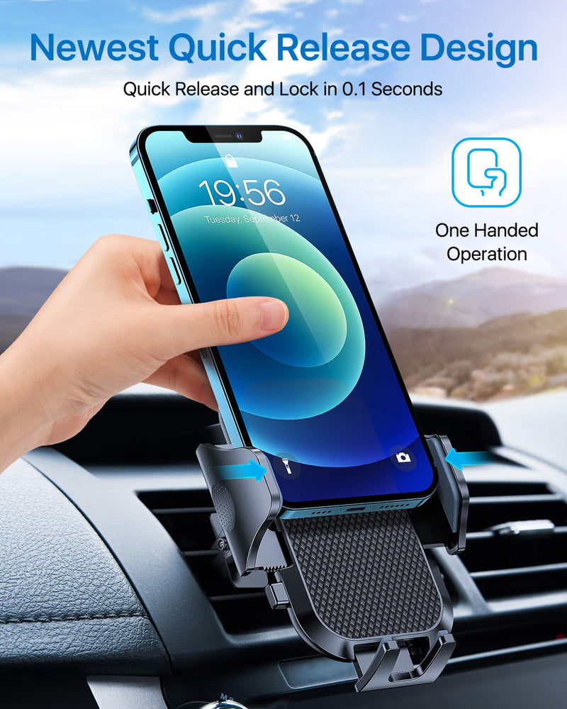 andobil 2026 Upgraded Car Phone Holder Mount for Vent, Military Sturdy Metal Clip Air Vent Phone Holder for Your Car Easy Used Cell Phone Car Mount for iPhone 17 Pro Max 15 14 13 Samsung S26 S25 Black