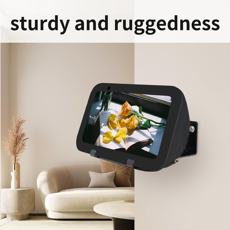 shinar Metal Wall Mount ONLY for Echo Show 5 3rd Gen Wall bracket wall stand for Show 5 with Wiremanagement with Accessories Bracket Shelf (Black) Black