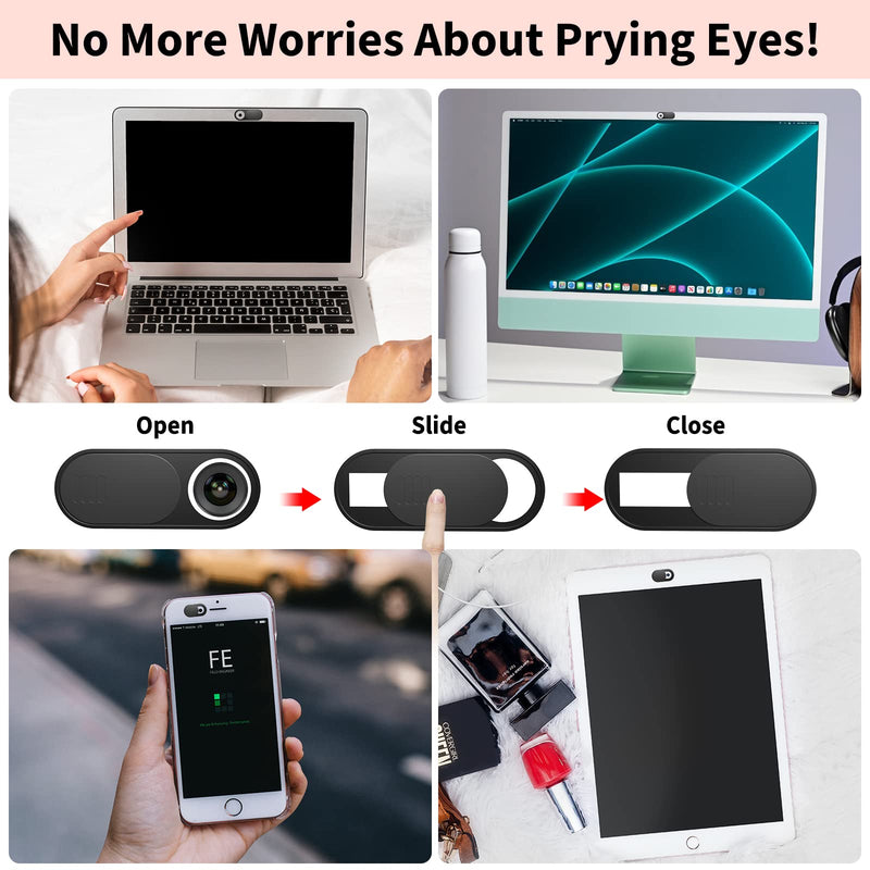 Laptop Camera Cover Slide 6PCS, 2 Size Ultra Thin Webcam Cover Blocker, Large for Laptop Computer, Small for Phone Tablet, Suitable for MacBook Pro Dell HP iPhone iPad, Protect Your Privacy Large*3+Small*3