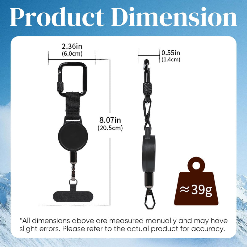 Retractable Phone Tether Anti Theft, Anti Pickpocket Phone Strap With Secure Locking Clip and 360° Anti-Tangle Design for Travel Hiking Skiing(2pcs