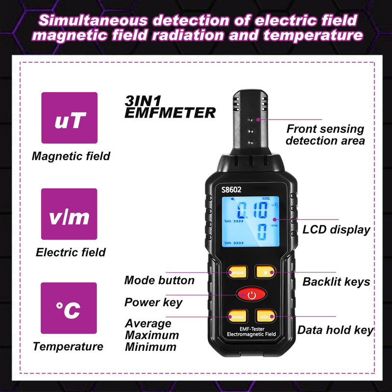 [AUSTRALIA] - Dunzy 7 Pcs Ghost Hunting Equipment Kit for Paranormal Enthusiasts Includes 8GB Digital Voice Audio Recorder, Emf Meter Detector, 4 Pcs Ghost Hunting Cat Balls, UV Flashlight Set for Entertainment Use 